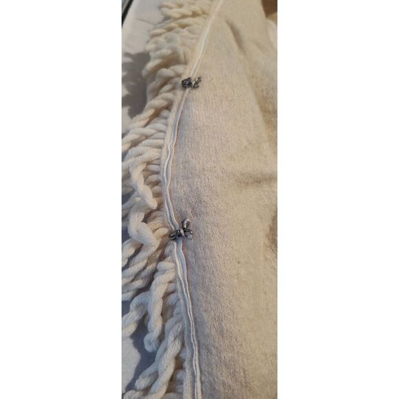 100% Wool Cardigan Sweater Off White Fringed Small Clothes by Revue - Picture 8 of 8